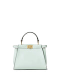 Fendi Women Peekaboo Mini Raffia-Effect Material And Sellier Leather Bag