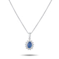 LB Exclusive Platinum 0.19ct Diamond and Sapphire Pendant Necklace MF32-041426