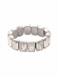 Emerald Cut Stretch Bracelet In Crystal And Palladium