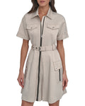 DKNY Shirt Dress with Front Zipper