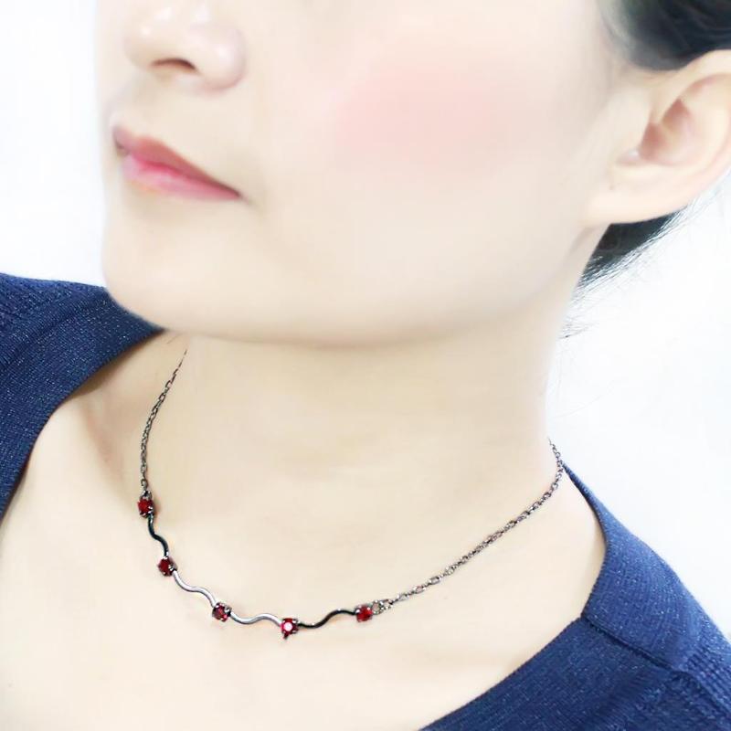 Ruthenium White Metal Necklace with AAA Grade CZ in Siam