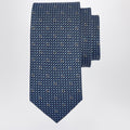 Ferragamo Dark Blue Gancini Print Silk Tie Men