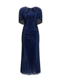 Self-Portrait Women Midi Dress With Cape Sleeves And Crystals