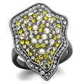 IP Light Black Stainless Steel Ring with Top Grade Crystal in Multi Color