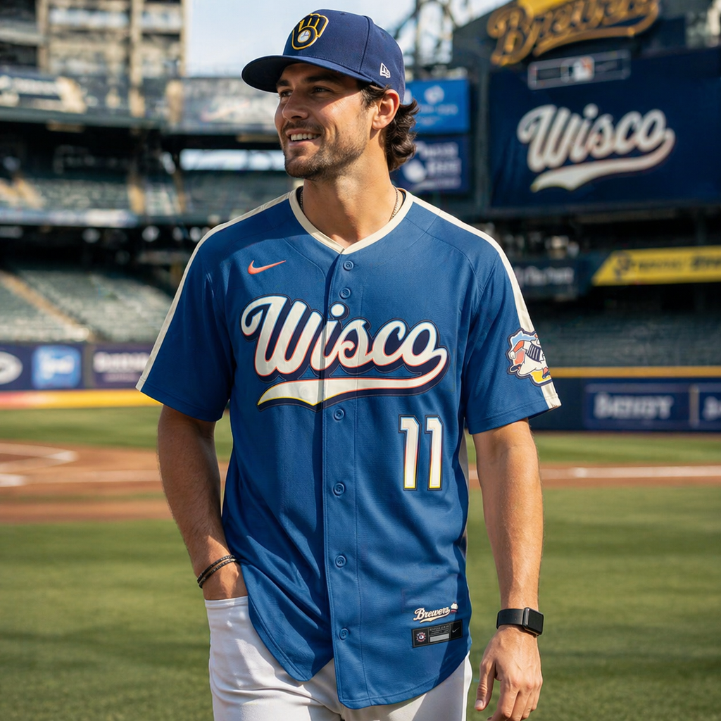Jackson Chourio Milwaukee Brewers #11 Baseball Jersey - Mineral Blue