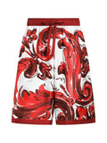 Dolce & Gabbana Men Vanity Bermuda Shorts In Silk Twill With A Majolica Print