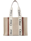 Chloe Women Woody Linen Tote Bag