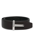 Tom Ford Men Grained Leather T Icon Reversible Belt