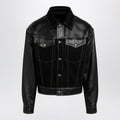 Versace Black Denim And Leather Bomber Jacket Men