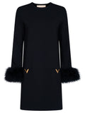 Valentino Garavani Women V Logo And Feather-Detail Knitted Dress
