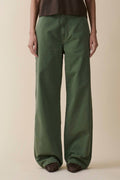 Belem Mid Rise Loose Fit Chinos In Chevron Green