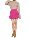 Corduroy High Waisted Tiered Mini Skirt In Magenta
