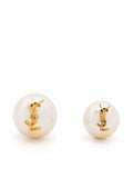 Saint Laurent Women Cassandre Pearl Asymmetric Earrings