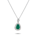 LB Exclusive Platinum 0.36ct Diamond and Emerald Pendant Necklace MF17-041426