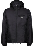 Prada Men Re-Nylon Puffer Jacket With Detachable Hood