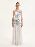 Floral One Shoulder Maxi Dress - White