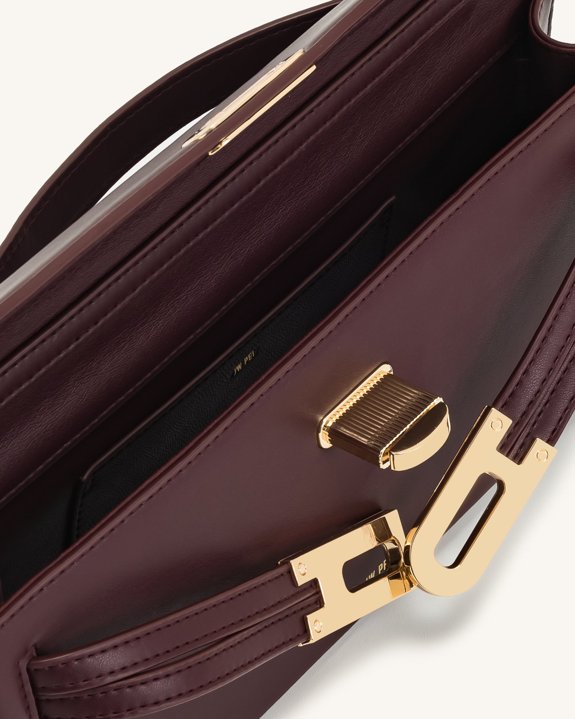 Bria Structured Top Handle Bag - Deep Burgundy