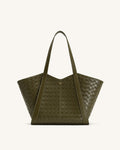 Kiana Large Capacity Weave Texture Tote Bag - Dark Olive