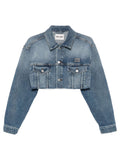 Miu Miu Women Cropped Washed Denim Jacket
