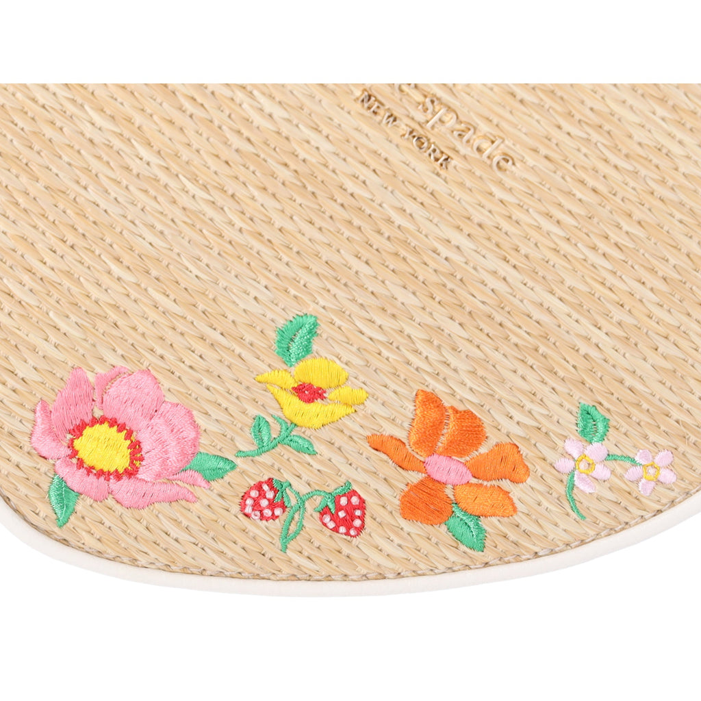 Kate Spade Love Shack Rattan Heart Purse Flowers Embroidered Meringue Multi