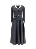 Self-Portrait Women Knit And Twill Midi Dress
