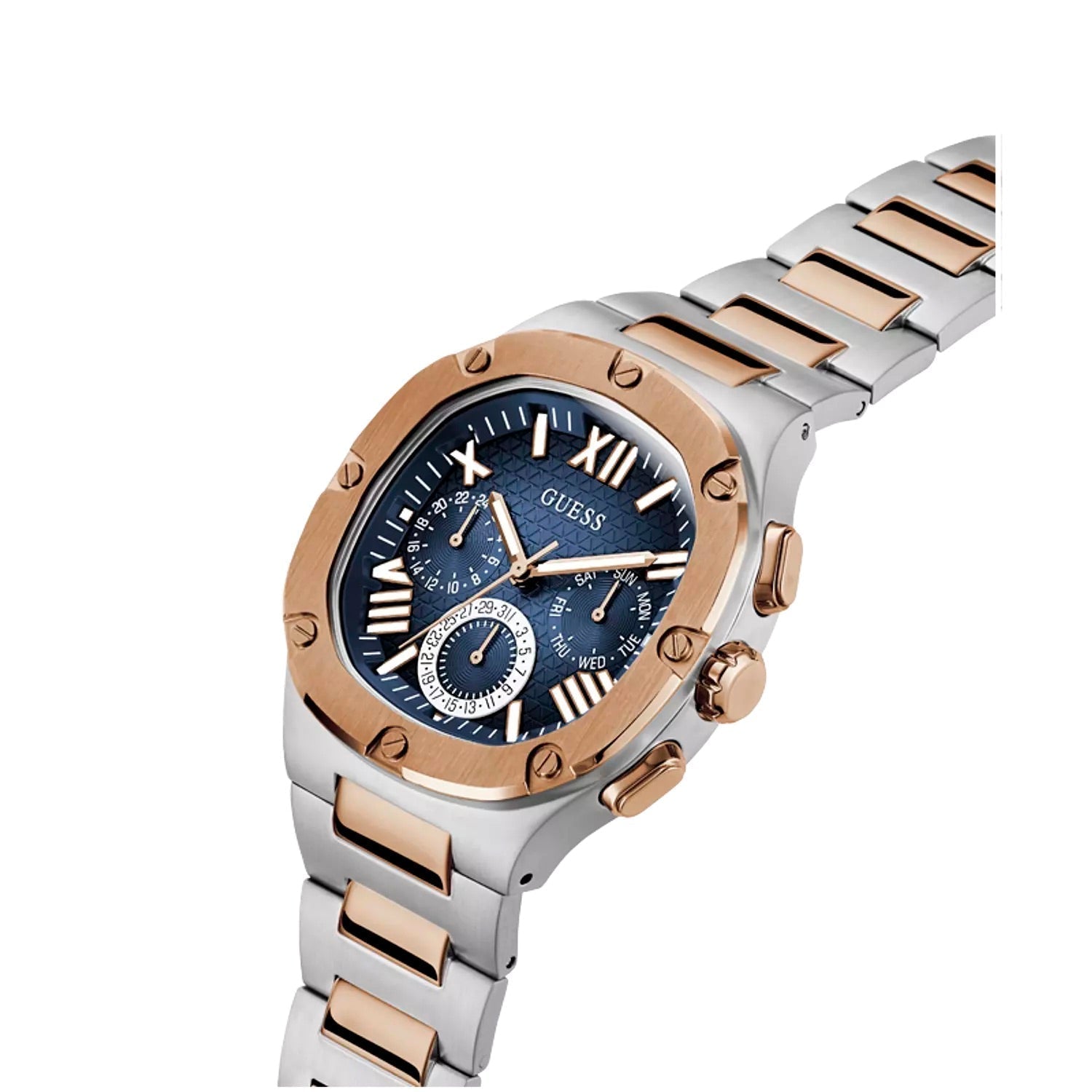 Montre Guess GW0572G4 pour homme Couleur du boîtier 2 tons - Bracelet en acier inoxydable de forme carrée