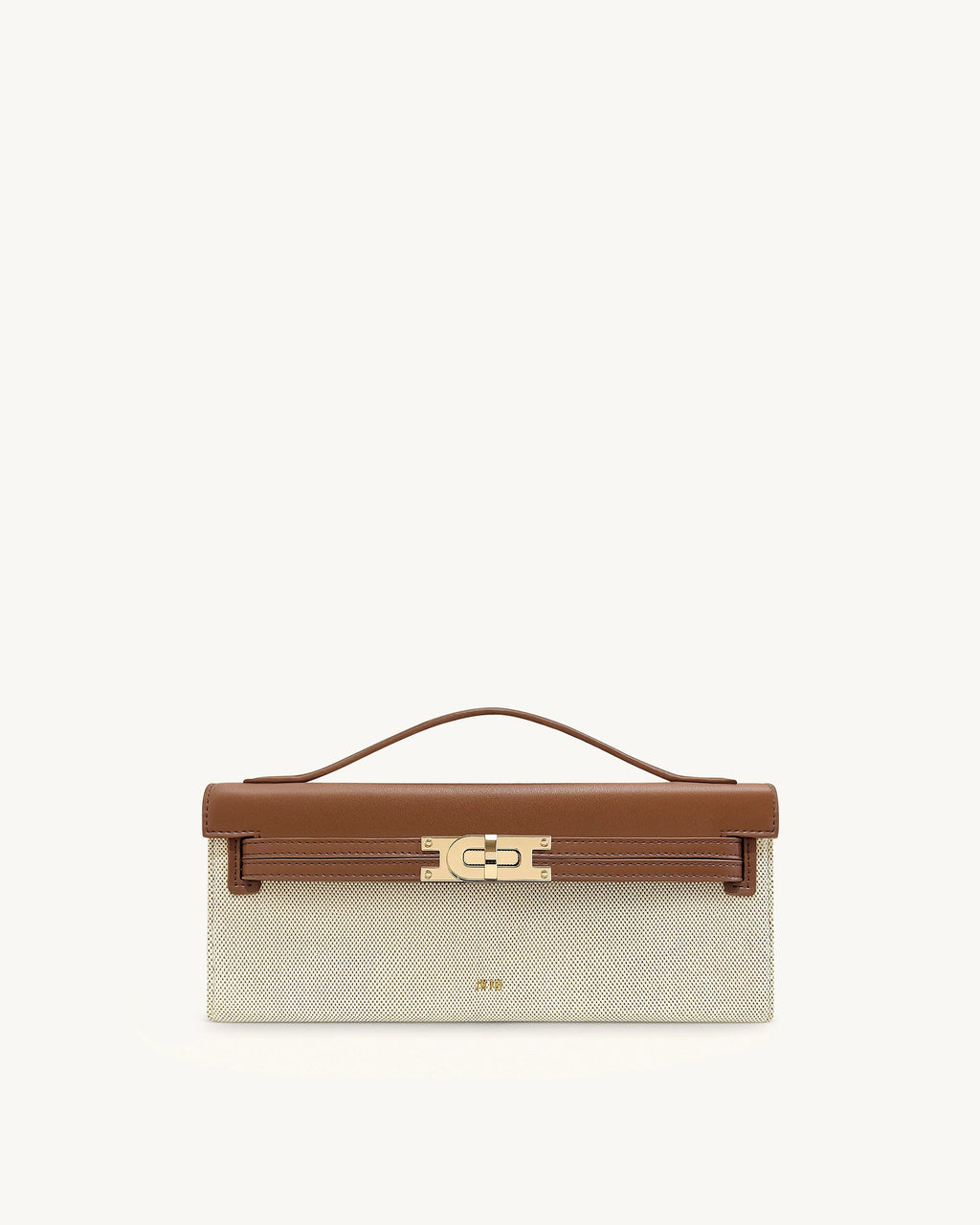 Bria Structured Top Handle Bag - Brown Canvas