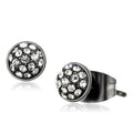 IP Light Black Stainless Steel Earrings with Top Grade Crystal in Clear