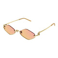 Gucci Sunglasses Geometric Semi Rim, Gold Frame And Rose Mirror To Dark Yellow With Gg Pattern Lens Gg1604S004