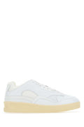 Jil Sander Men White Leather And Fabric Sneakers