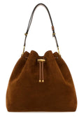 Jimmy Choo Women Caramel Suede Bon Bon Bucket Bag