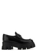 Prada Women Black Leather Monolith Loafers