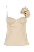 Magda Butrym Women Beige Stretch Satin Top