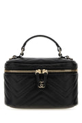 Gucci Women Black Leather Gg Marmont Bucket Bag