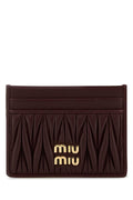 Miu Miu Women Burgundy Leather Card Holder