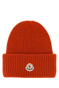 Moncler Men Orange Wool Blend Beanie Hat