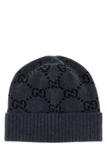 Gucci Men Embroidered Cashmere Beanie Hat