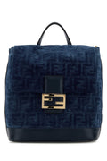 Fendi Women Blue Velvet Backpack