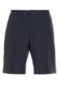 Zegna Men Blue Linen Bermuda Shorts