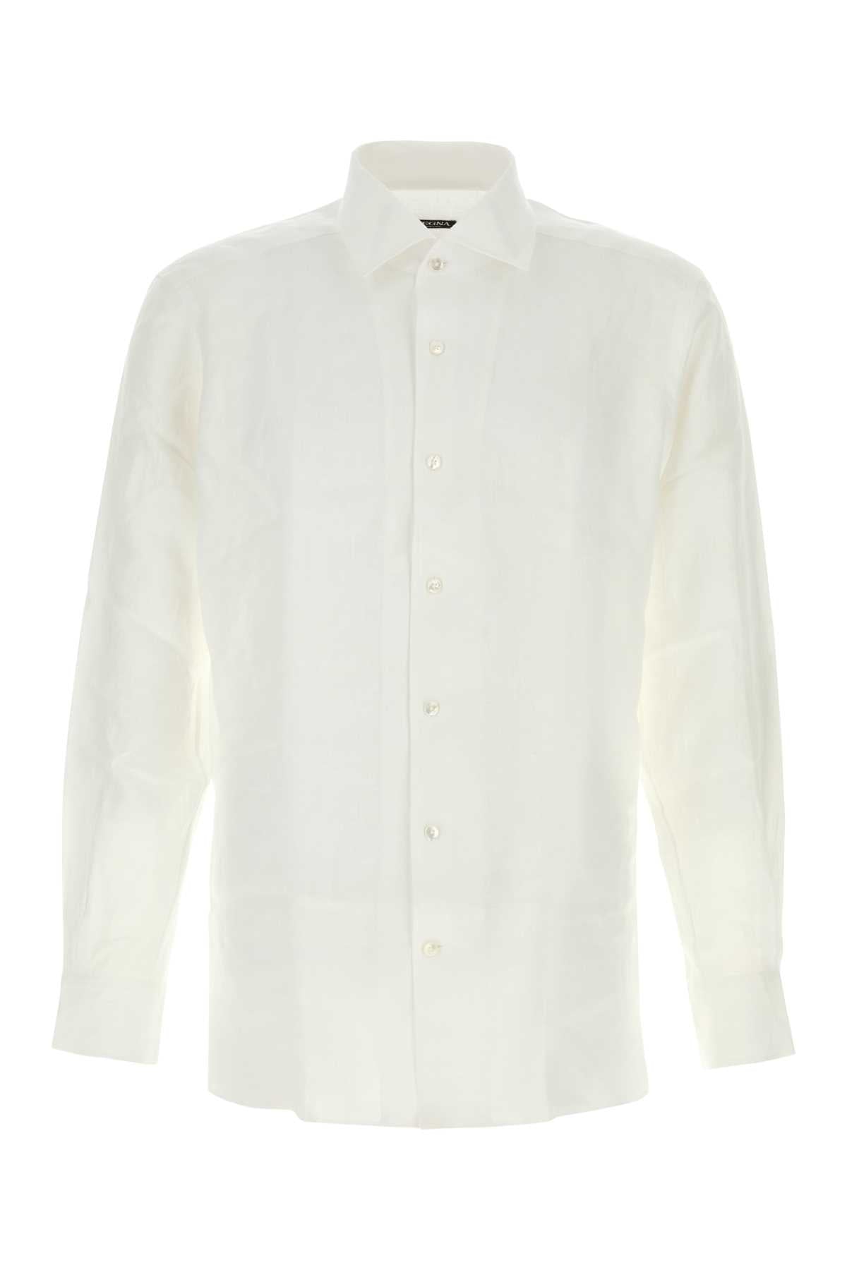Zegna Men White Linen Shirt