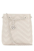 Gucci Women Ivory Leather Micro Gg Marmont Bucket Bag