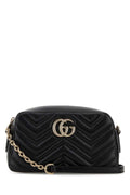 Gucci Women Black Nappa Leather Gg Marmont Crossbody Bag
