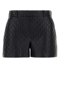 Gucci Women Black Leather Shorts
