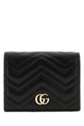 Gucci Women Black Leather Small Gg Marmont Wallet