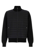 Moncler Men Black Knit And Nylon Jacket