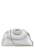 Amina Muaddi Women Silver Metal Camelia Clutch