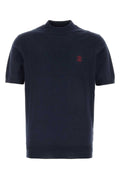 Brunello Cucinelli Men Navy Blue Knit T-Shirt