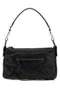 Balenciaga Women Black Leather Mini Le City Moto Shoulder Bag