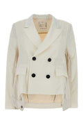 Sacai Women Ivory Twill And Denim Blazer
