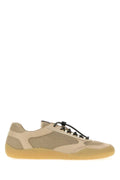 Prada Men Beige Leather And Mesh Speedrock Sneakers